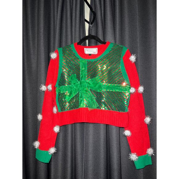 Ugly Christmas Sweater Xmas Size Large Crop - Picture 1 of 3